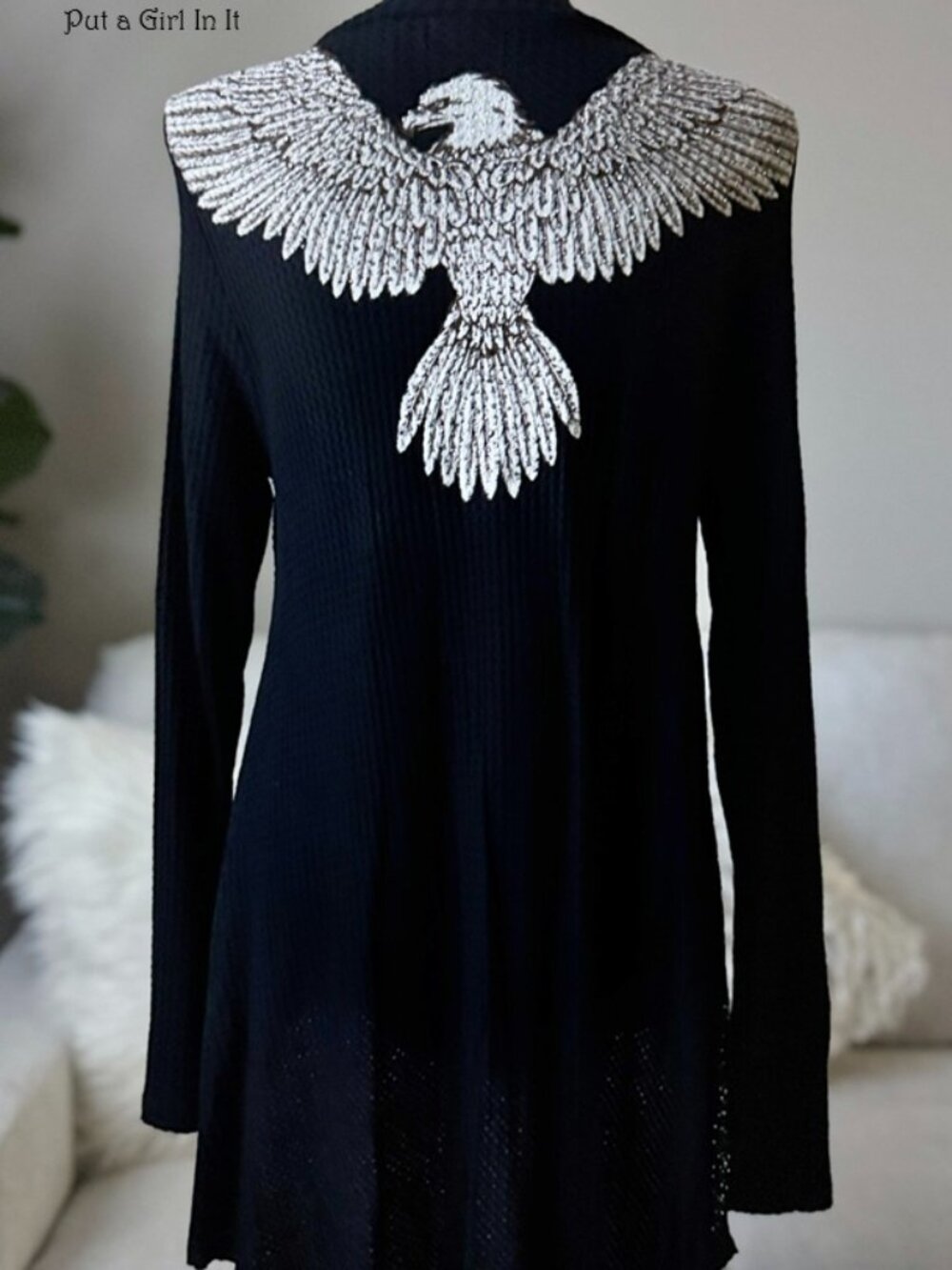USA Vocal Apparel Women's Black Crystal Wings Tunic Shirt S M L XL 1X 2X 3X